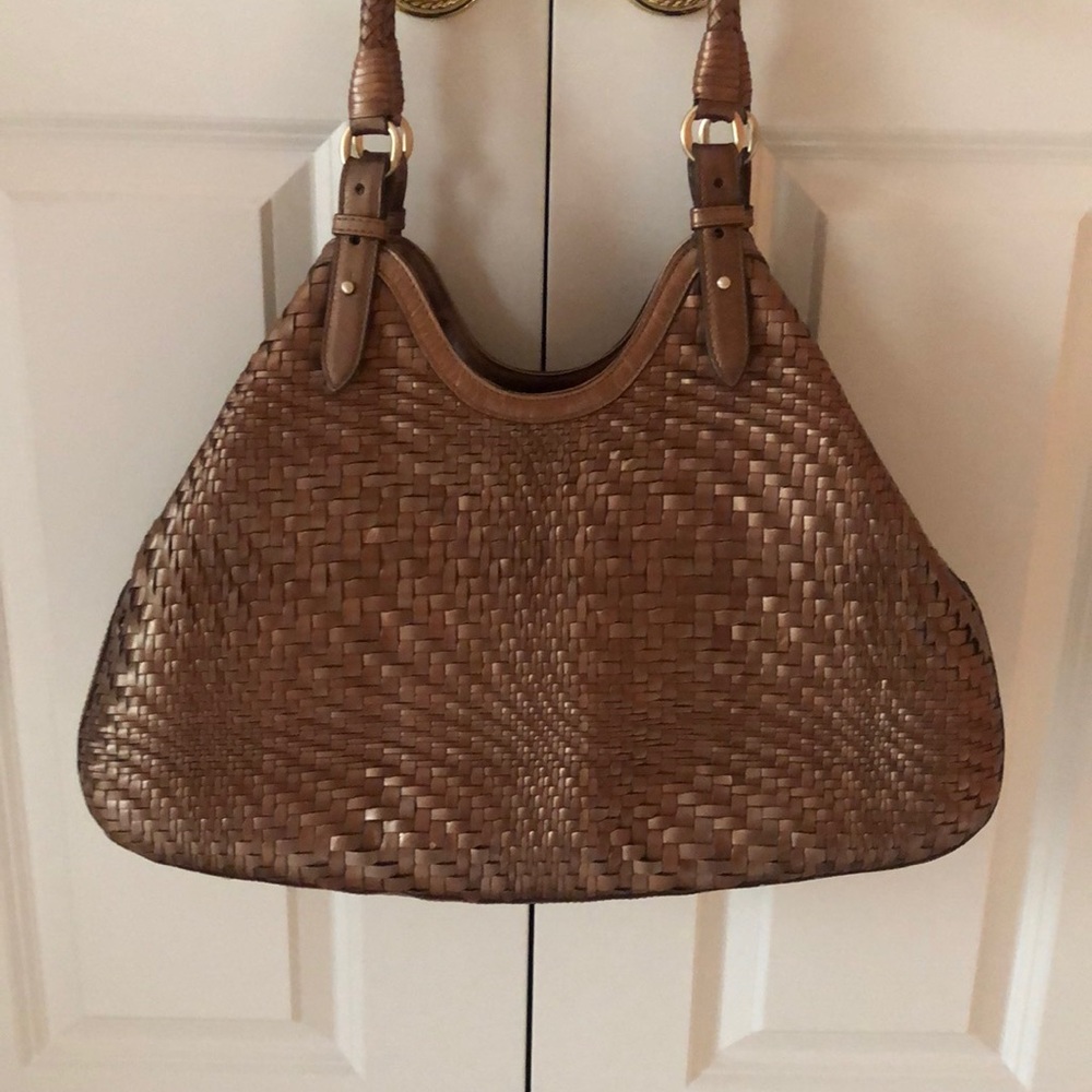 Cole Haan Lg Genevieve Woven Metallic Leather tote
